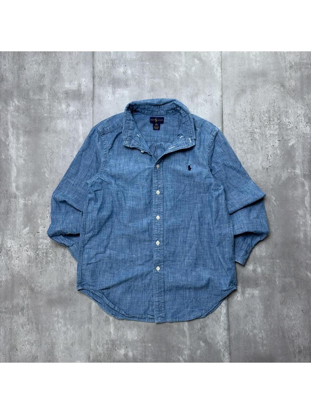 Y2K Blue Polo Ralph Lauren Logo Long Sleeve Button Up Shirt